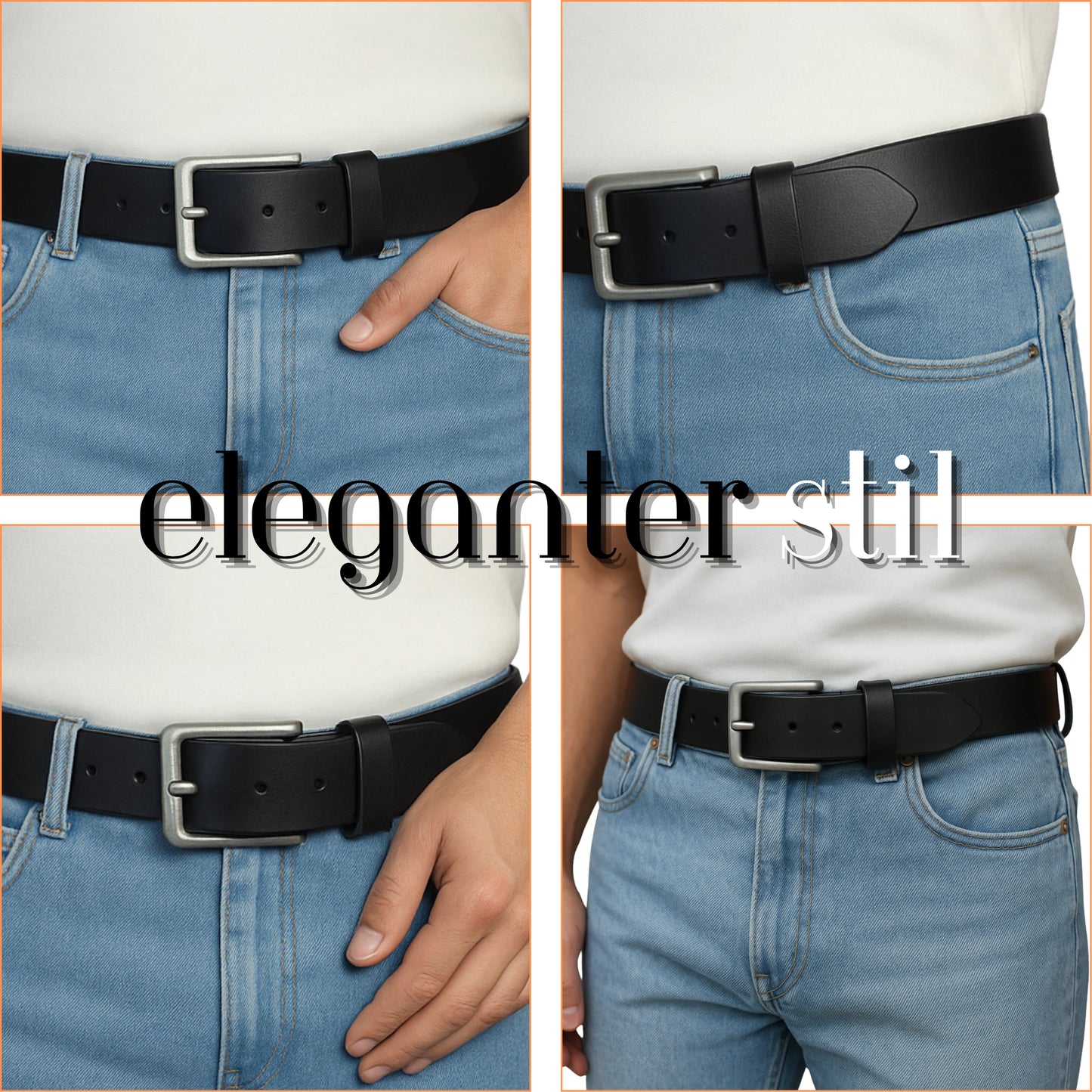 Black Full Grain Leather Belt for Men By Yousha Elia