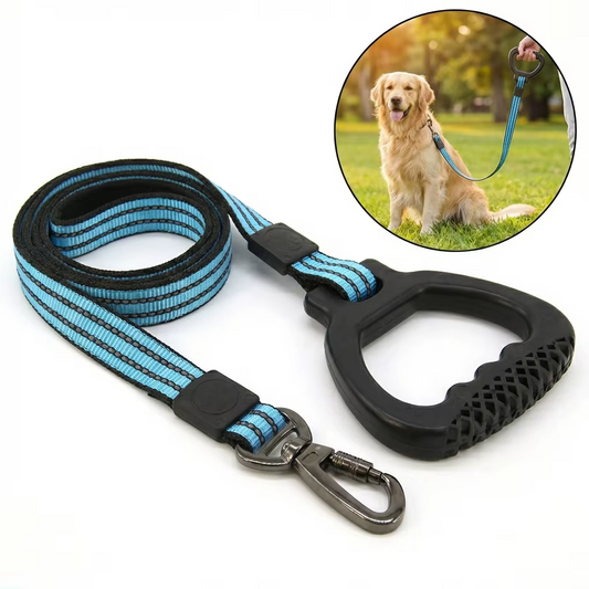 Reflective dog leash with anti-slip grip, strong nylon training leash.