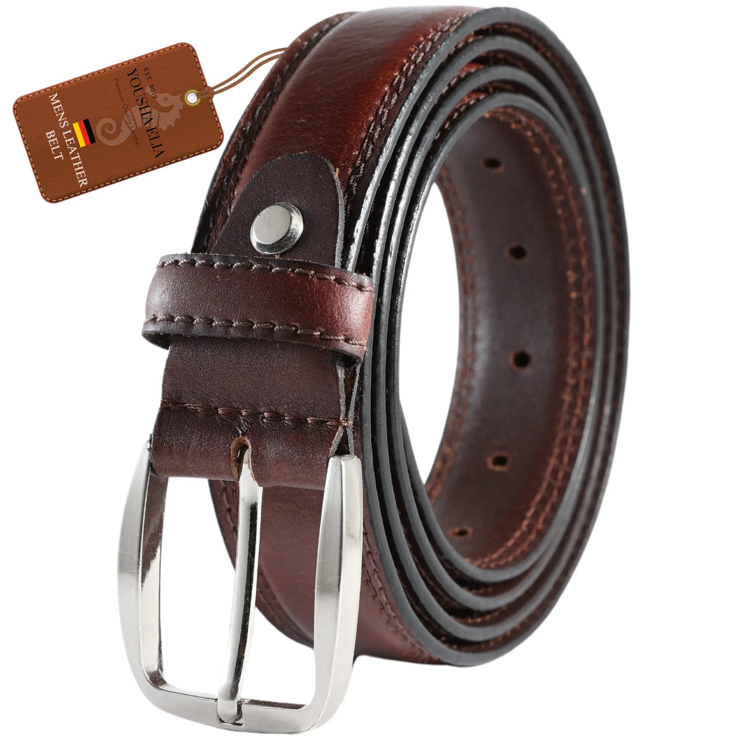 Men's 38mm Genuine Leather Belt – Brown