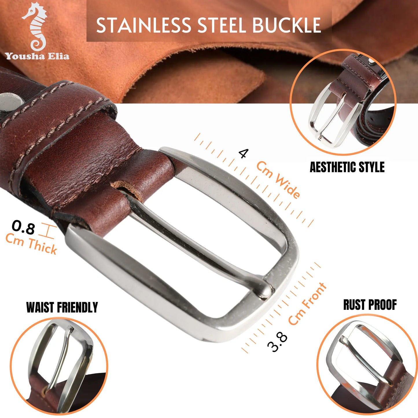 Men's 38mm Genuine Leather Belt – Brown