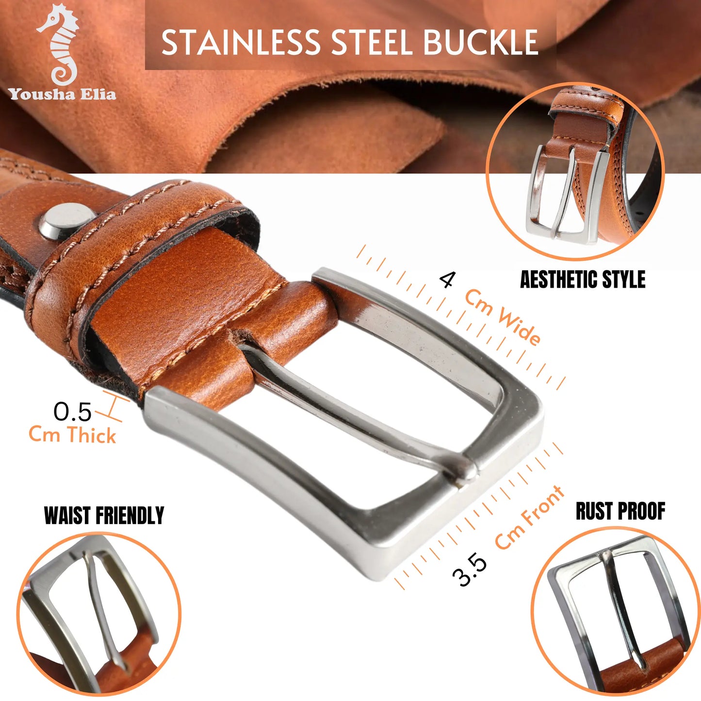 Men's 38mm Genuine Leather Belt – Brown