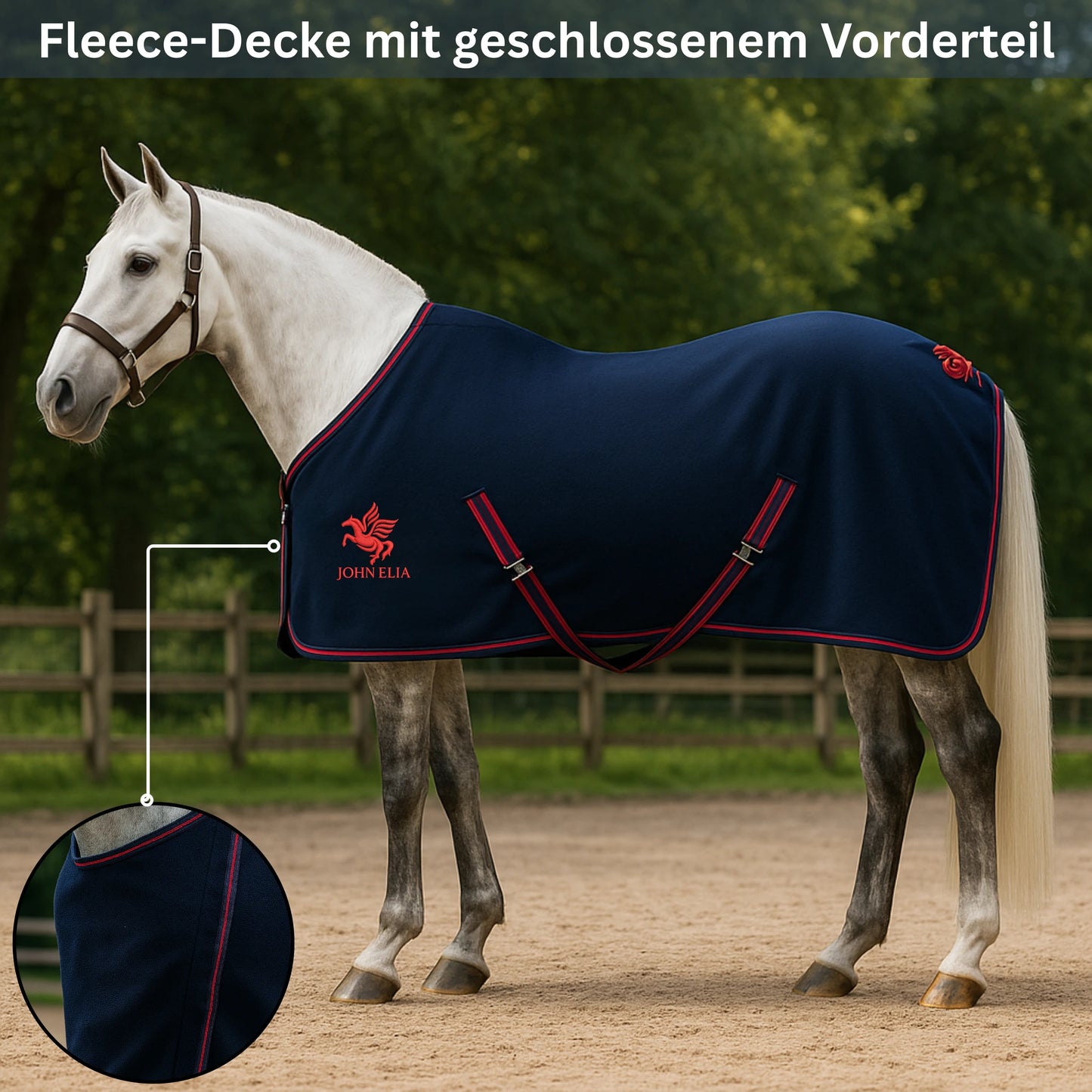 Fleece Horse Blanket | Lightweight | Closed Chest | Navy | 165–205 cm