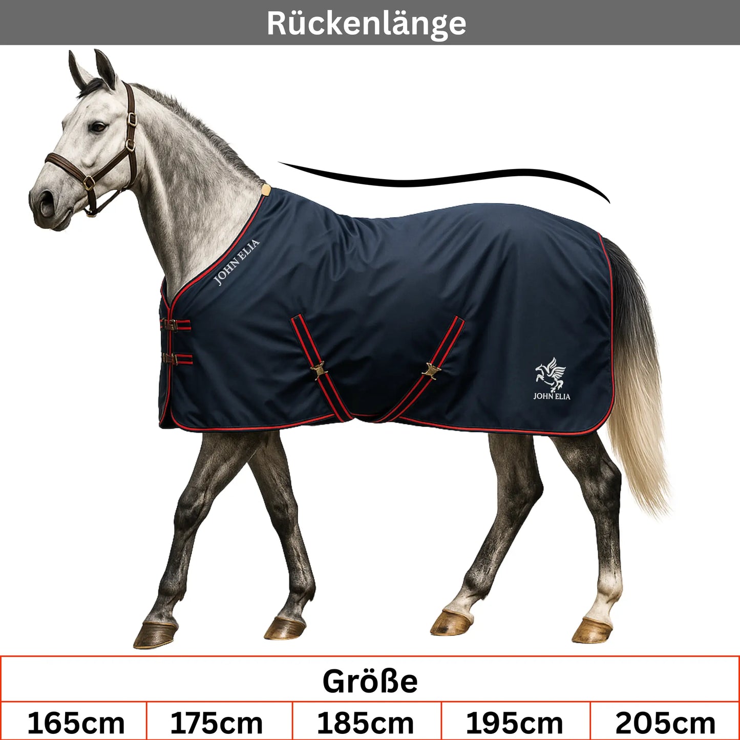 1200D Waterproof Horse Turnout Rug – Winter Blanket with Red Trim