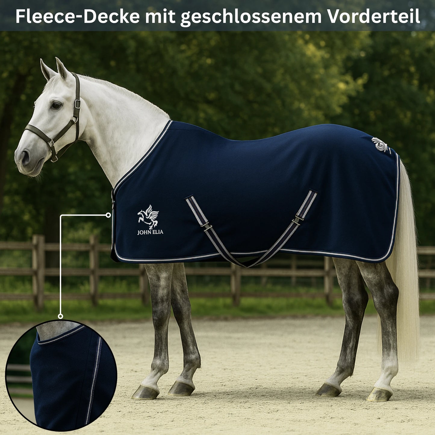 Fleece Horse Blanket | Lightweight | Closed Chest | Navy | 165–205 cm