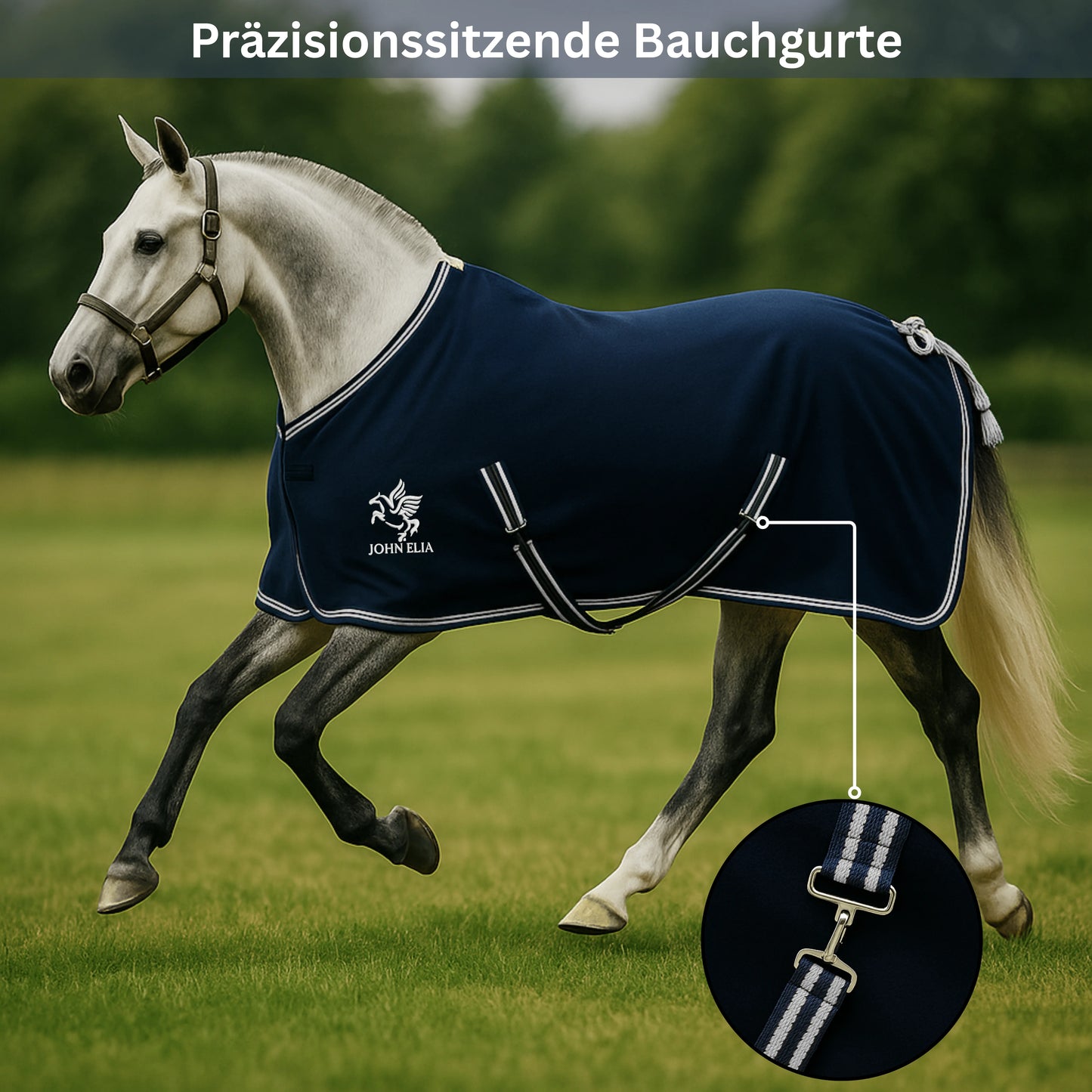 Fleece Horse Blanket | Lightweight | Closed Chest | Navy | 165–205 cm