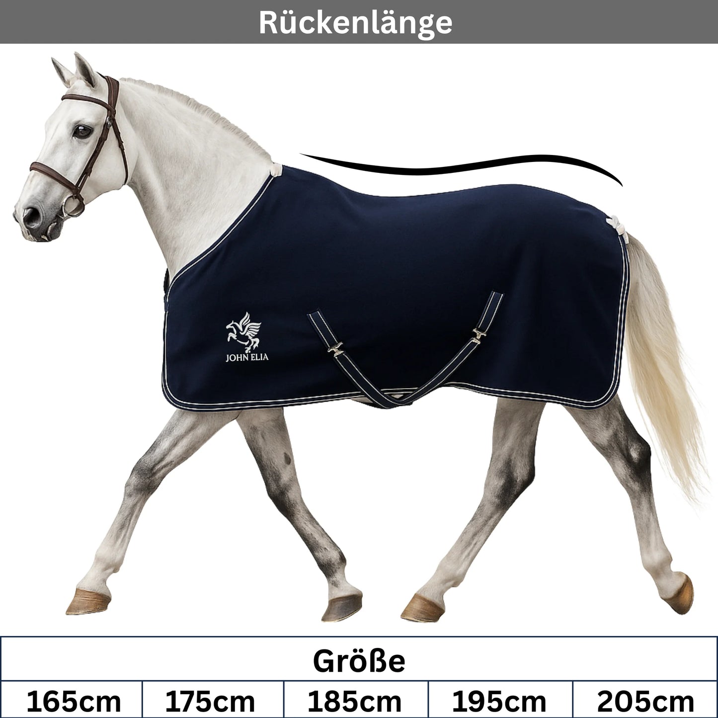Fleece Horse Blanket | Lightweight | Closed Chest | Navy | 165–205 cm