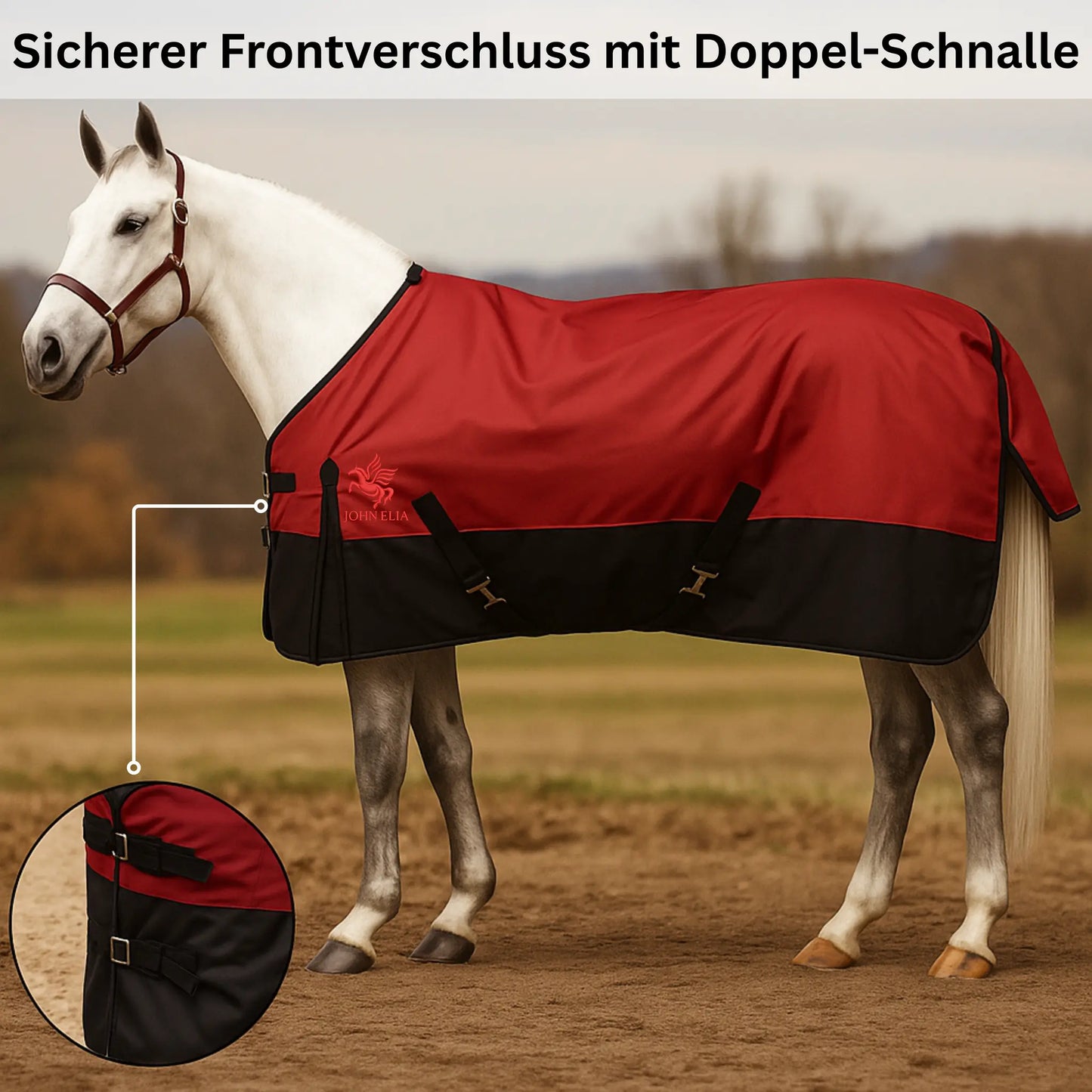 Horse Rug Waterproof 1200D - Winter Sweat Blanket - Red Black - Warm & Atmu