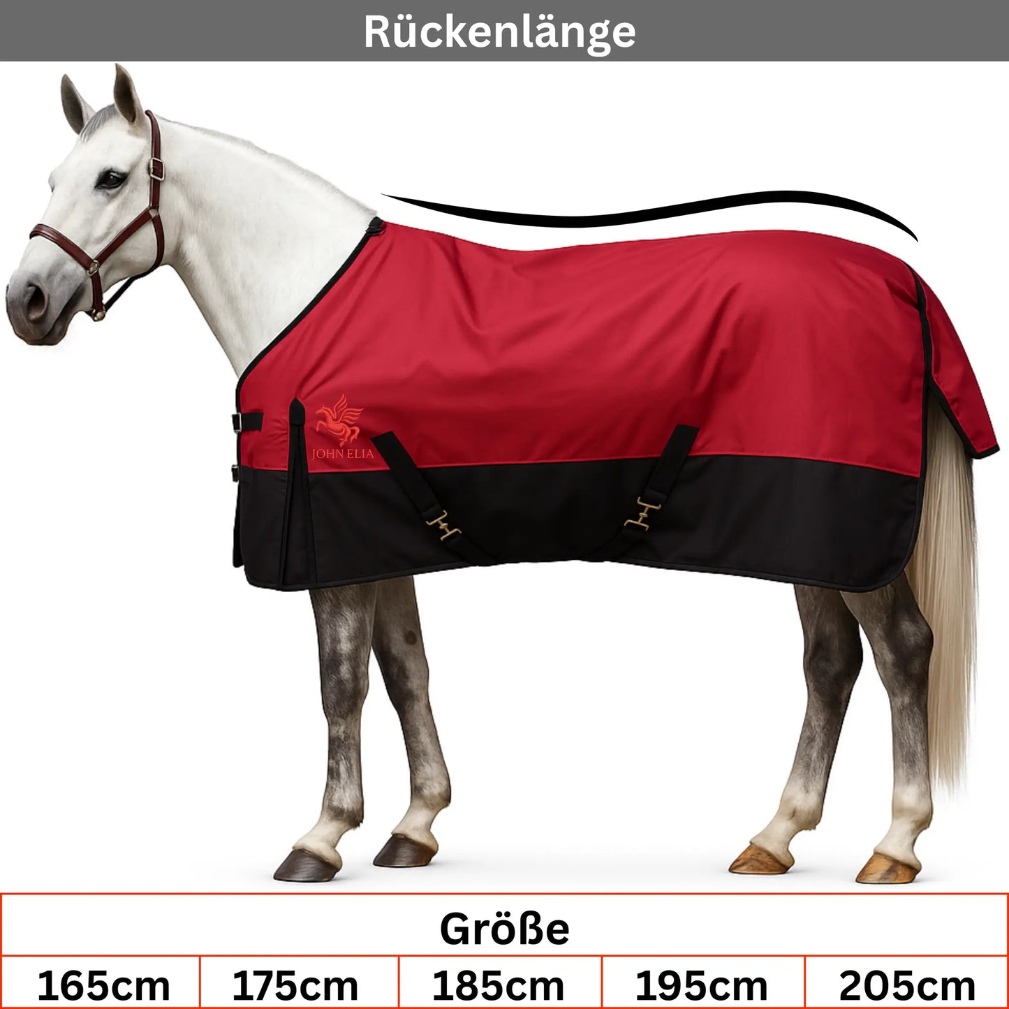 Horse Rug Waterproof 1200D - Winter Sweat Blanket - Red Black - Warm & Atmu
