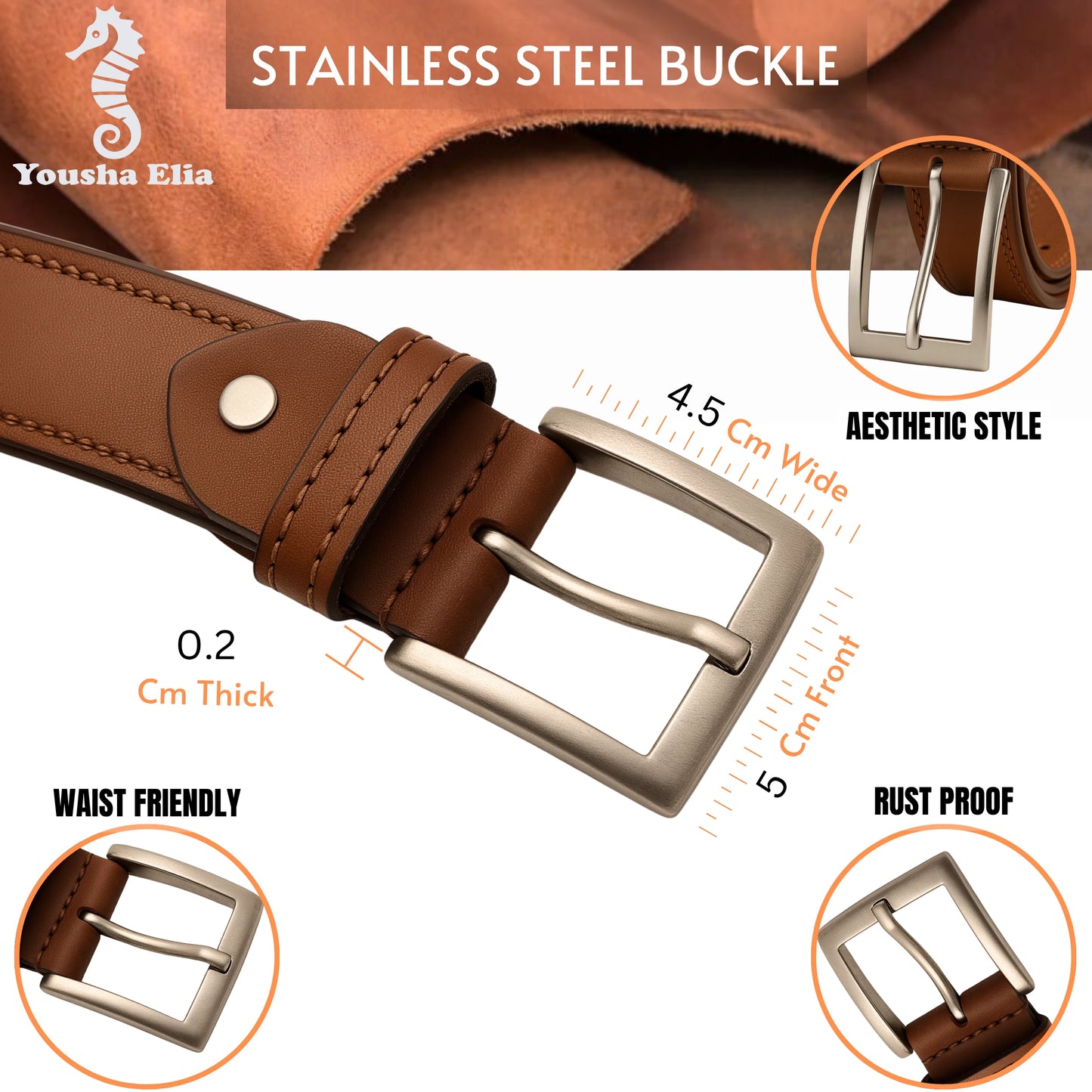 Men's Full-Grain Leather Belt | Handmade | Steel Buckle