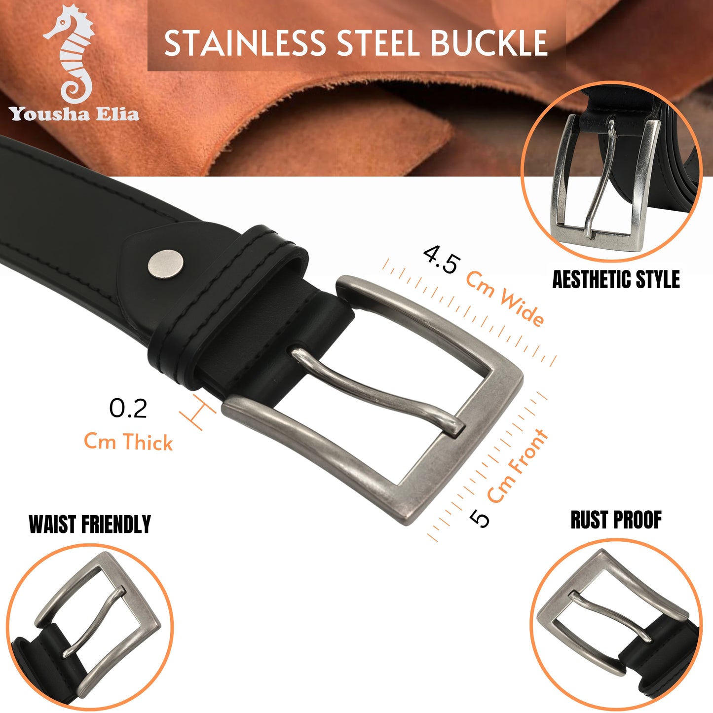 Men's Full-Grain Leather Belt | Handmade in Germany | Steel Buckle