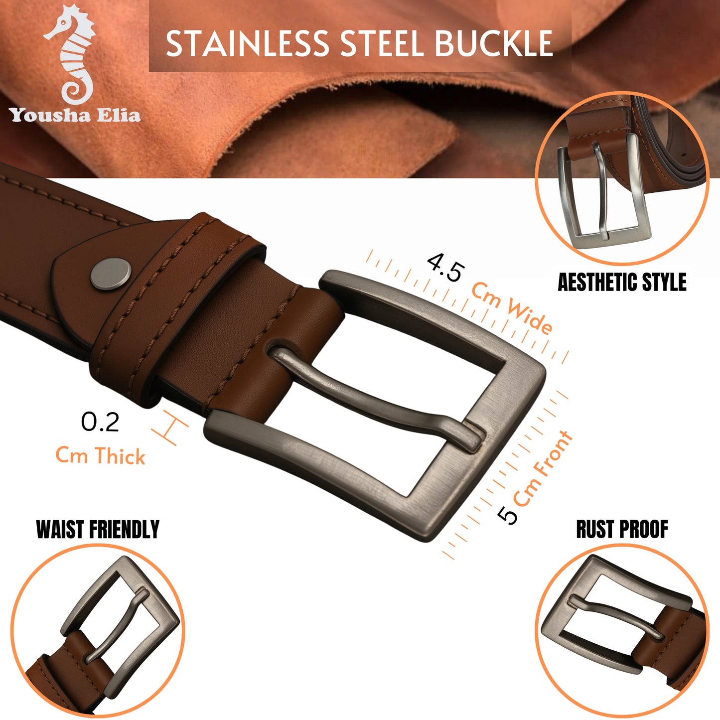 Men's Full-Grain Leather Belt | Handmade in Germany | Steel Buckle