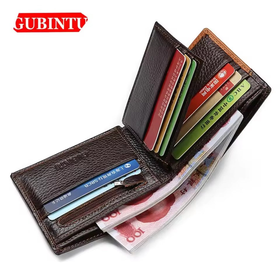 Genuine Leather Men Patchwork Wallets Male Purse Cowhide