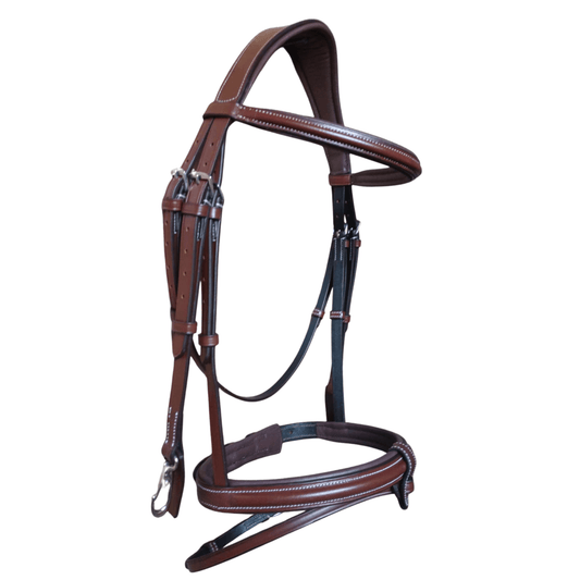 Premium Brown Leather Horse Bridle – Padded Comfort - BH-35 Oak Brown - Youshaelia