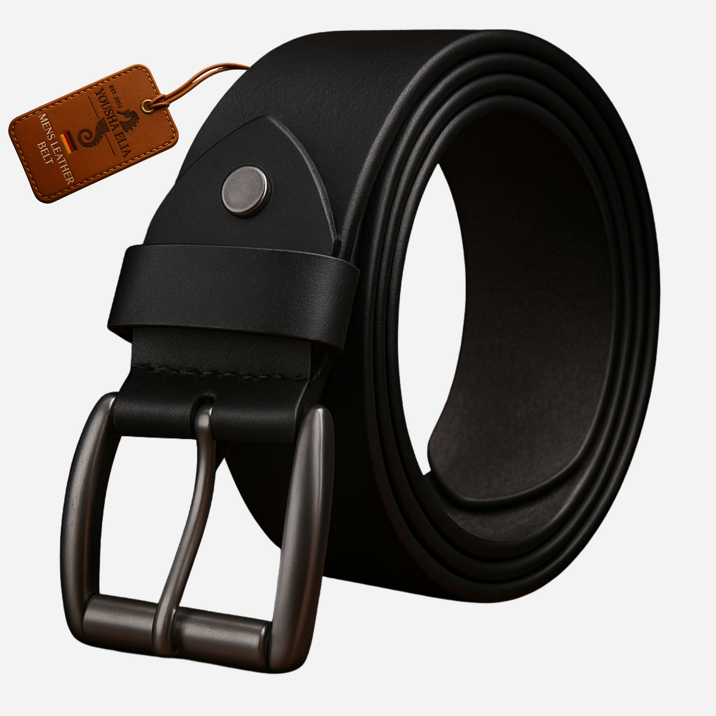 Men's belt genuine leather 38mm black – full grain leather jeans belt business