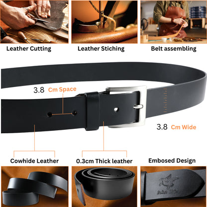 Men’s Full-Grain Leather Belt – Handmade Brown & Black Yousha Elia