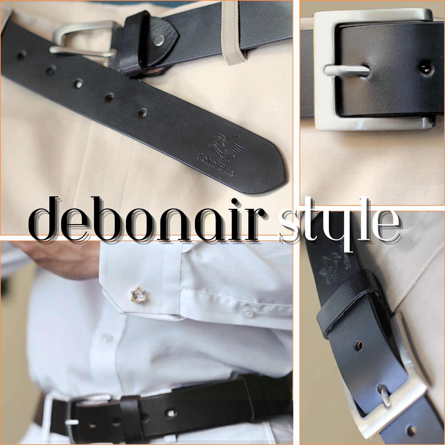 Men’s Full-Grain Leather Belt – Handmade Brown & Black Yousha Elia
