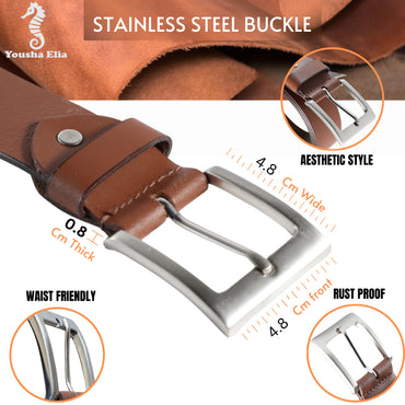 Men’s Full-Grain Leather Belt – Handmade Brown & Black Yousha Elia