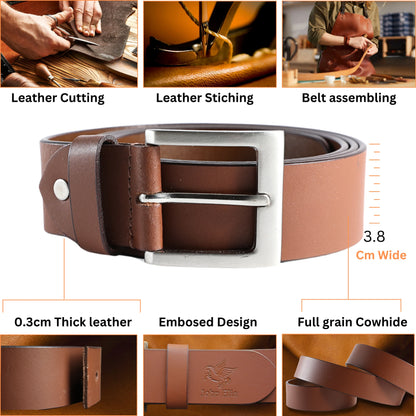 Men’s Full-Grain Leather Belt – Handmade Brown & Black Yousha Elia