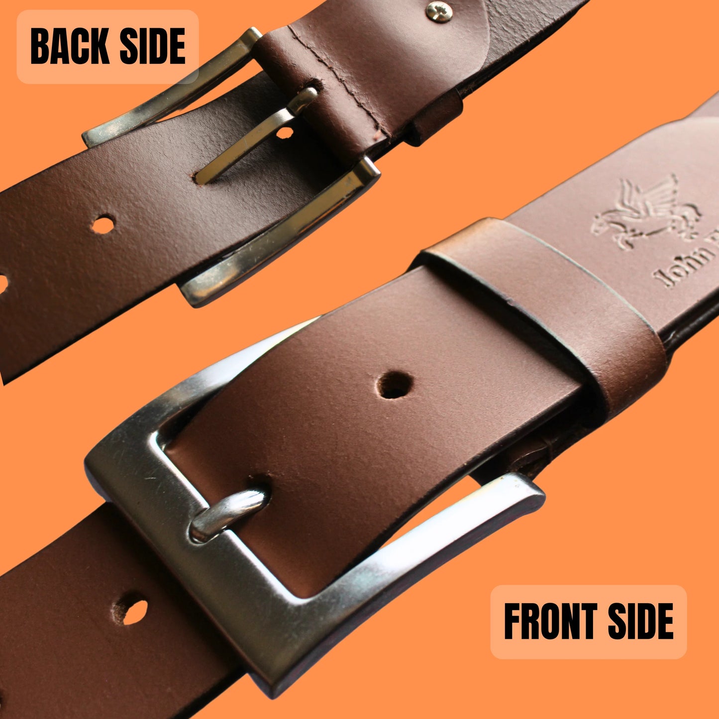 Men’s Full-Grain Leather Belt – Handmade Brown & Black Yousha Elia
