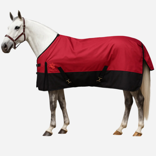 Horse Rug Waterproof 1200D - Winter Sweat Blanket - Red Black - Warm & Atmu