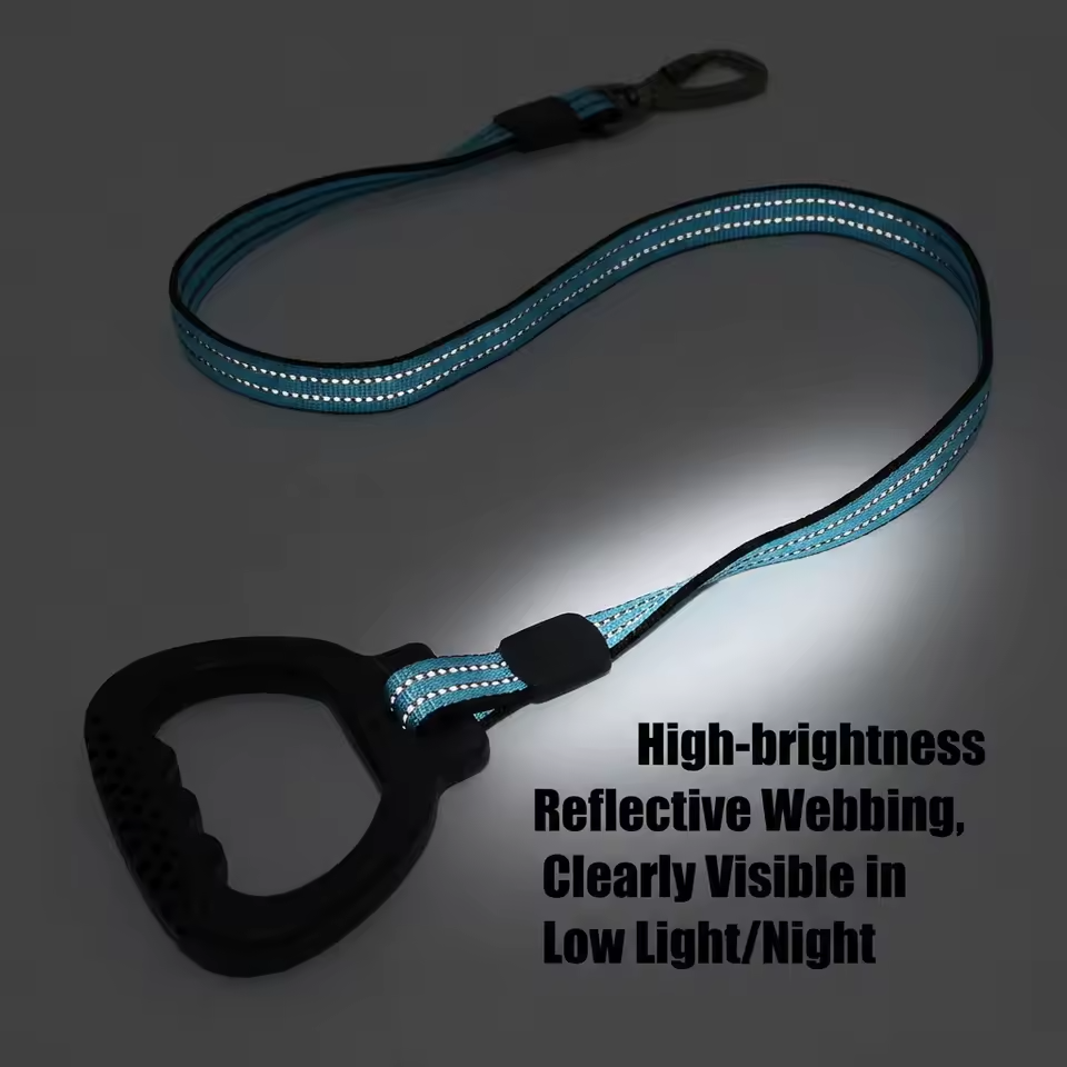 Reflective dog leash with anti-slip grip, strong nylon training leash.