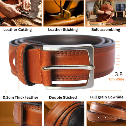 Men's 38mm Genuine Leather Belt – Brown