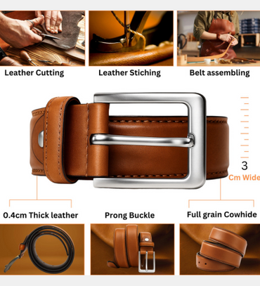 Yousha Elia Men’s Full-Grain Leather Belt – Handmade