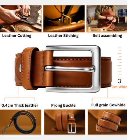 Yousha Elia Men’s Full-Grain Leather Belt – Handmade