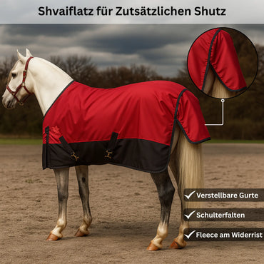 Horse Rug Waterproof 1200D - Winter Sweat Blanket - Red Black - Warm & Atmu