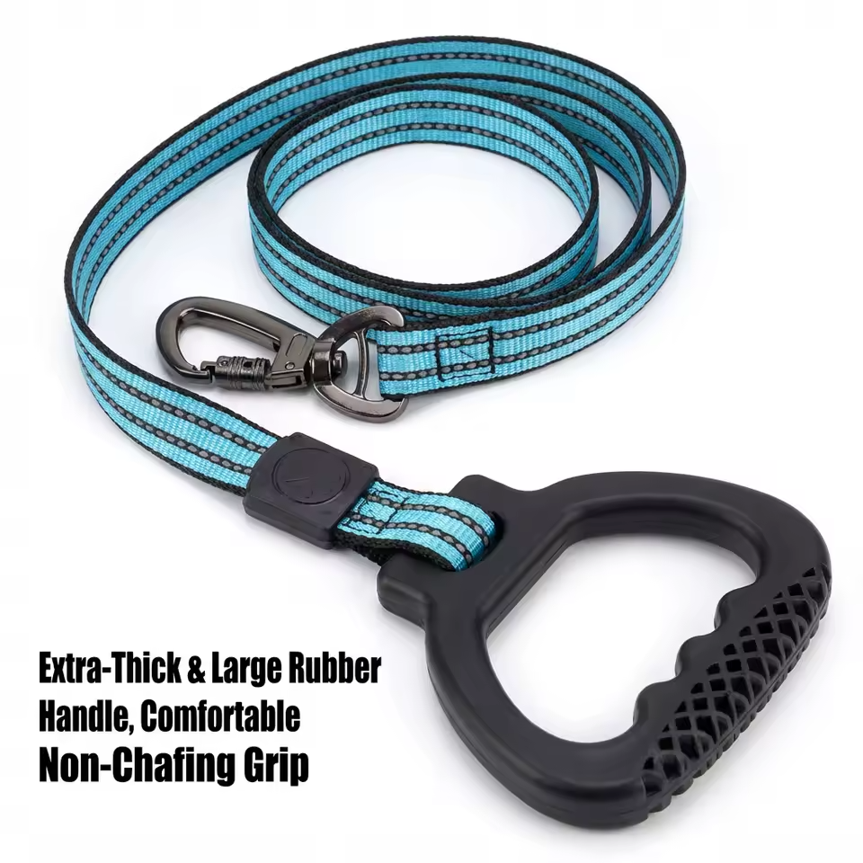 Reflective dog leash with anti-slip grip, strong nylon training leash.