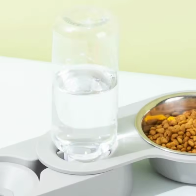 2 in 1 Rotating Pet Bowl Cat Dog Feeder Non Slip Elevated Feeding Bowl