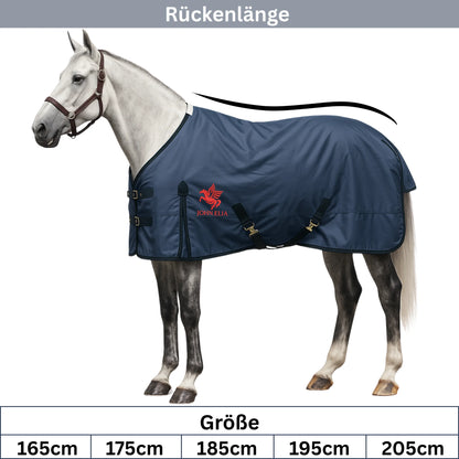 Turnout Horse Blanket | 1200D Waterproof | Double Buckle | Tail Flap | Navy | 165–205 cm