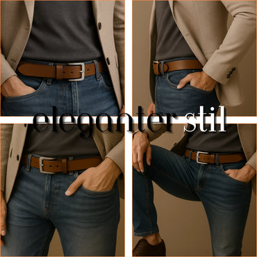 Yousha Elia Brown Full-Grain Leather Belt | Handmade | Double-Stitched