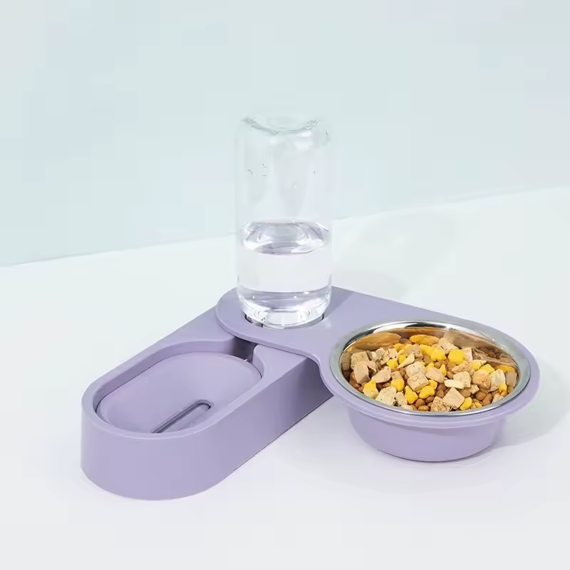2 in 1 Rotating Pet Bowl Cat Dog Feeder Non Slip Elevated Feeding Bowl