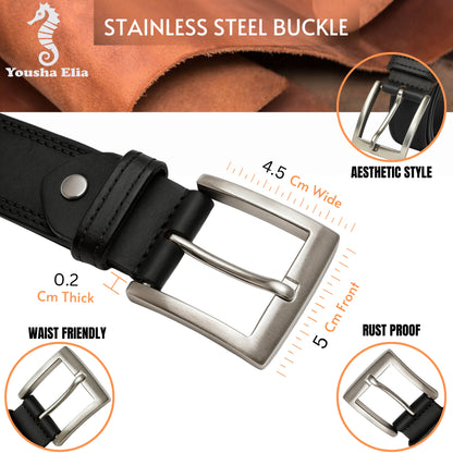 Men's Full-Grain Leather Belt | Handmade | Steel Buckle