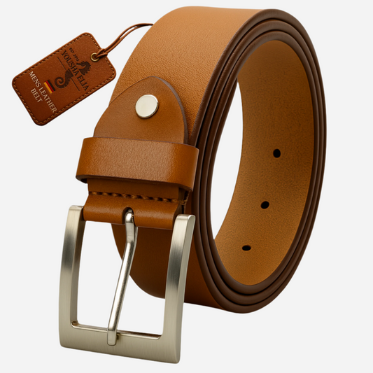 Yousha Elia Tan Full-Grain Leather Belt | Handmade | Pin Buckle