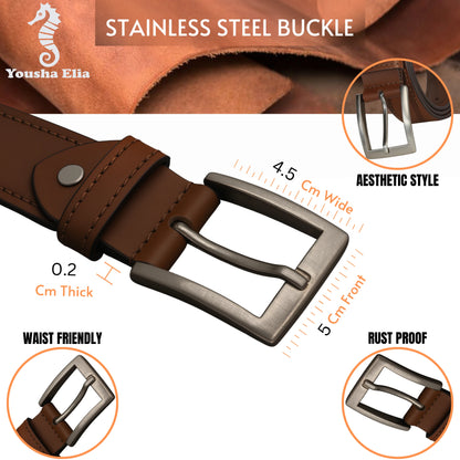 Men's Full-Grain Leather Belt | Handmade in Germany | Steel Buckle