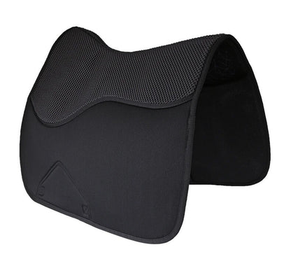 Black saddle pad on a white background