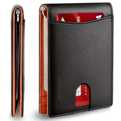 Slim Wallets for Men - Leather Money Clip Mens Wallet - RFID Blocking Front Pocket Bifold Wallet - Minimalist Credit Card Holder