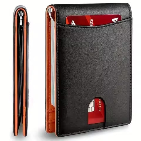 Slim Wallets for Men - Leather Money Clip Mens Wallet - RFID Blocking Front Pocket Bifold Wallet - Minimalist Credit Card Holder