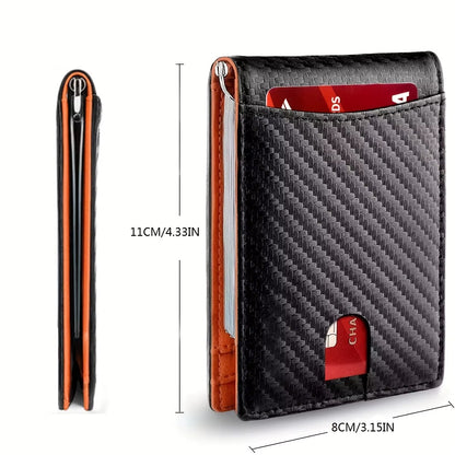 Slim Wallets for Men - Leather Money Clip Mens Wallet - RFID Blocking Front Pocket Bifold Wallet - Minimalist Credit Card Holder