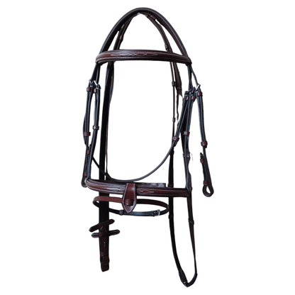Leather Horse Bridle with Nameplate – Padded Cowhide Bridle-103-R Oak Brown - Youshaelia