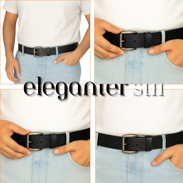 Men's belt genuine leather 38mm black – full grain leather jeans belt business