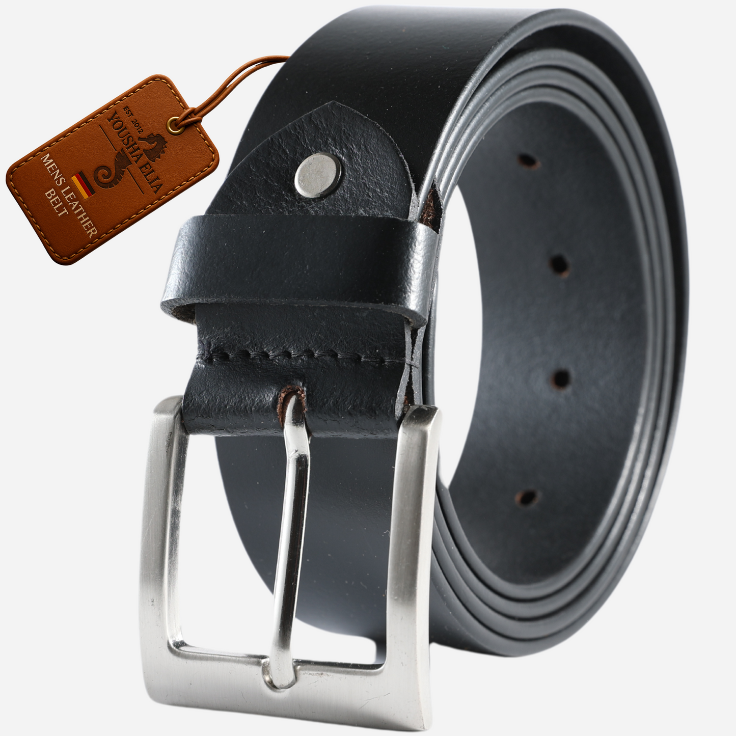Men’s Full-Grain Leather Belt – Handmade Brown & Black Yousha Elia