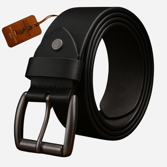 Men's belt genuine leather 38mm black – full grain leather jeans belt business