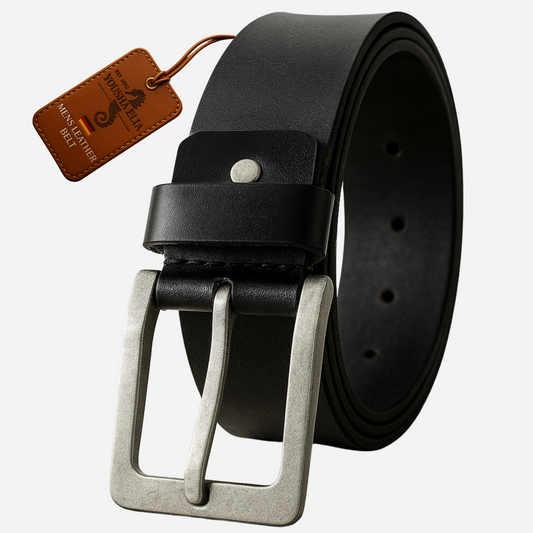 Yousha Elia Men's Full-Grain Leather Belt | Handmade | Double-Stitched | Brown