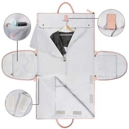 Open foldable garment travel bag showing clothing storage compartment