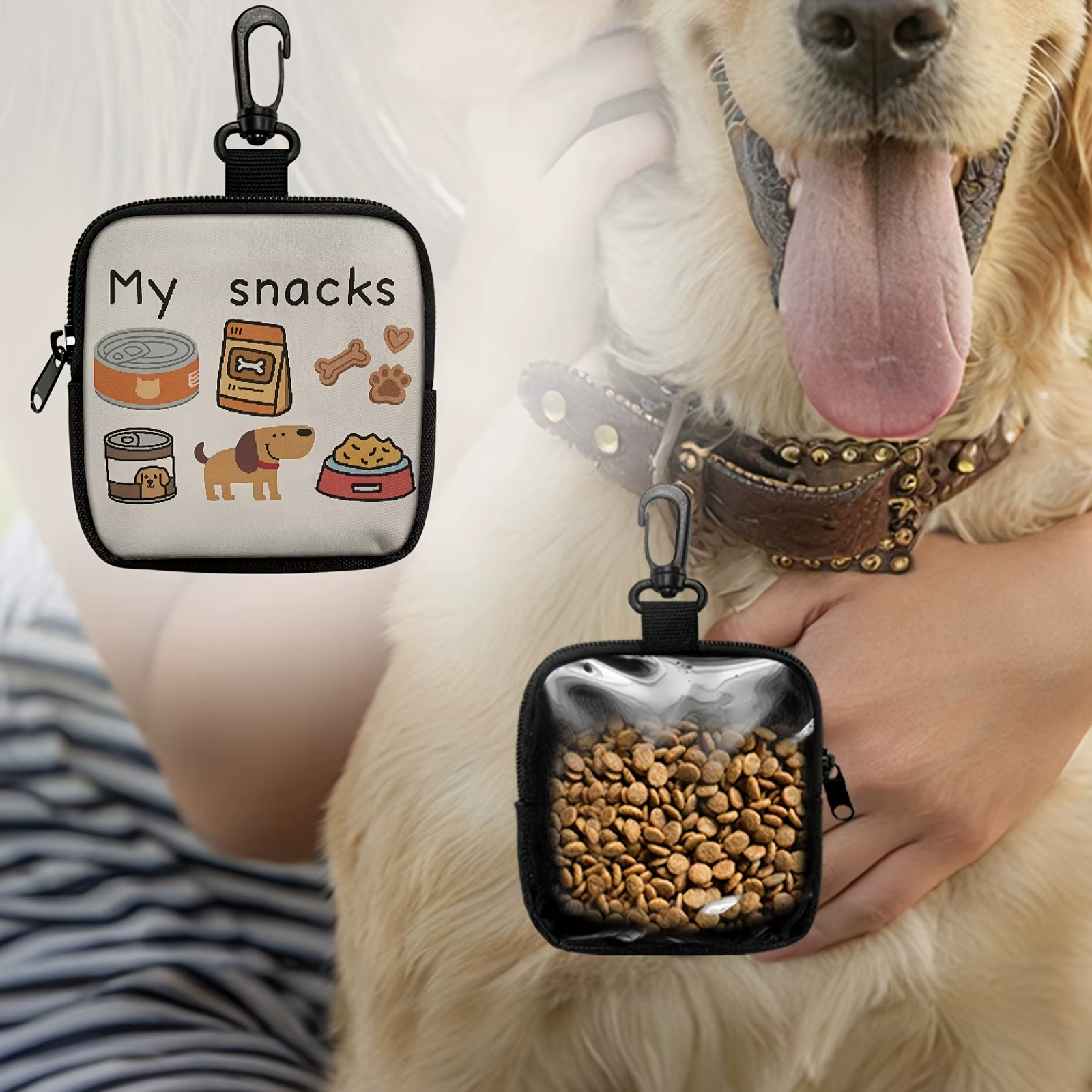 Hondentraktatiezak met clip en rits, trainingszakje voor huisdieren, snackzakje voor wandelen