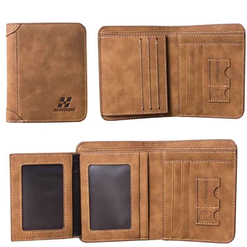 Men's wallet interior showing card slots, document windows and storage compartments.
